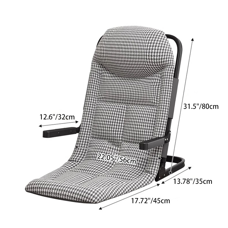Modern Minimalist Foldable Recliner Chair with Iron Frame, Cotton-Linen Upholstery, Square Backrest & Armrests for Living Room