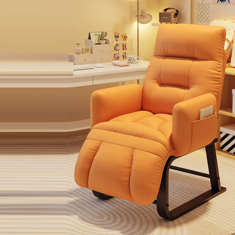 Modern Minimalist Square-Rectangular Corduroy Tech Fabric Recliner with Iron Frame, Backrest & Armrests for Living Room