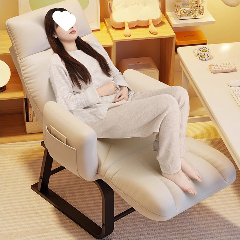 Modern Minimalist Square-Rectangular Corduroy Tech Fabric Recliner with Iron Frame, Backrest & Armrests for Living Room