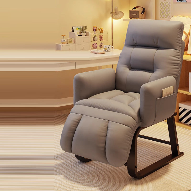 Modern Minimalist Square-Rectangular Corduroy Tech Fabric Recliner with Iron Frame, Backrest & Armrests for Living Room