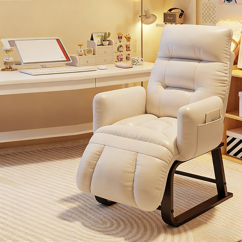 Modern Minimalist Square-Rectangular Corduroy Tech Fabric Recliner with Iron Frame, Backrest & Armrests for Living Room