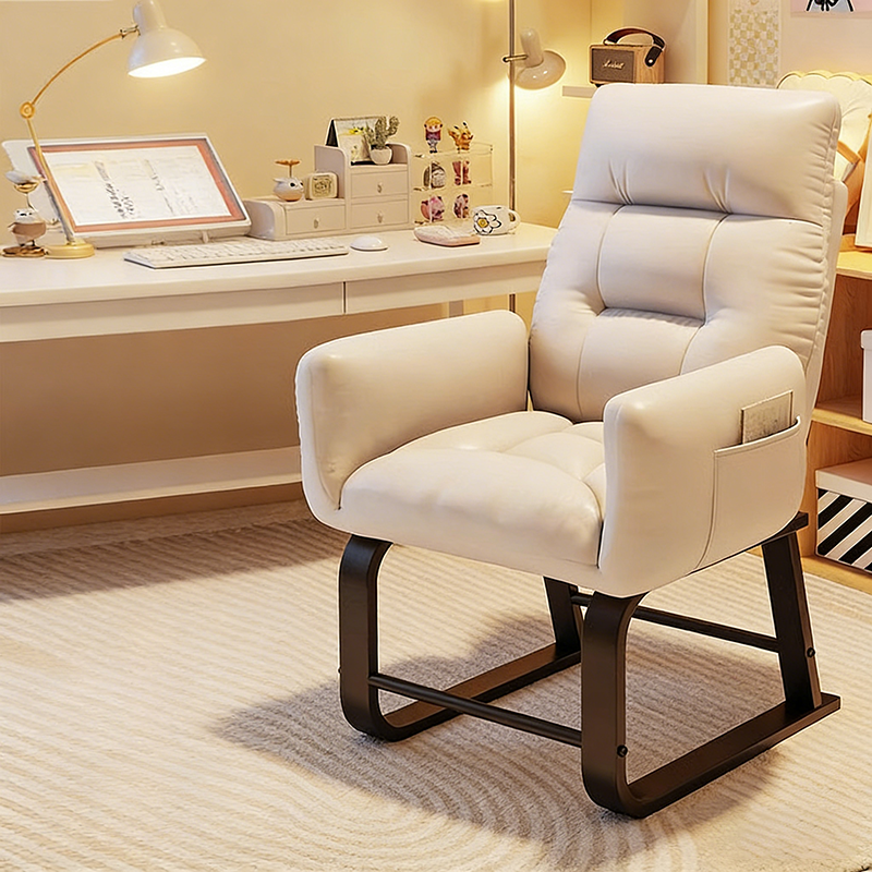 Modern Minimalist Square-Rectangular Corduroy Tech Fabric Recliner with Iron Frame, Backrest & Armrests for Living Room