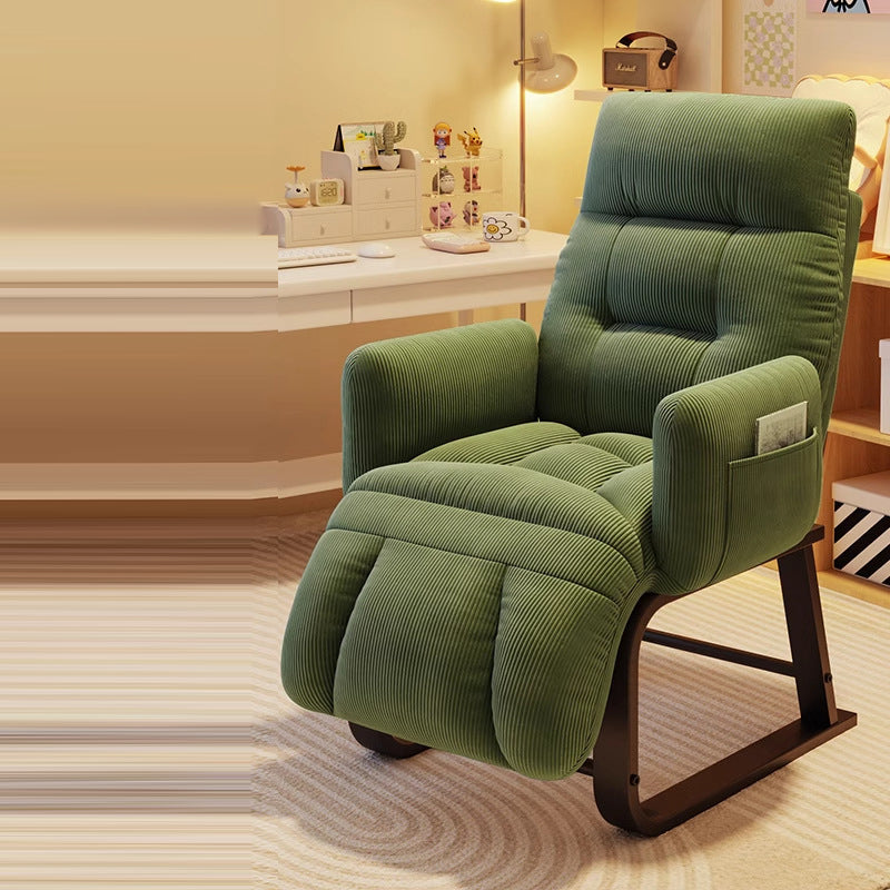 Modern Minimalist Square-Rectangular Corduroy Tech Fabric Recliner with Iron Frame, Backrest & Armrests for Living Room