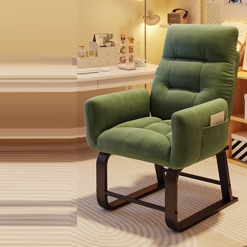 Modern Minimalist Square-Rectangular Corduroy Tech Fabric Recliner with Iron Frame, Backrest & Armrests for Living Room