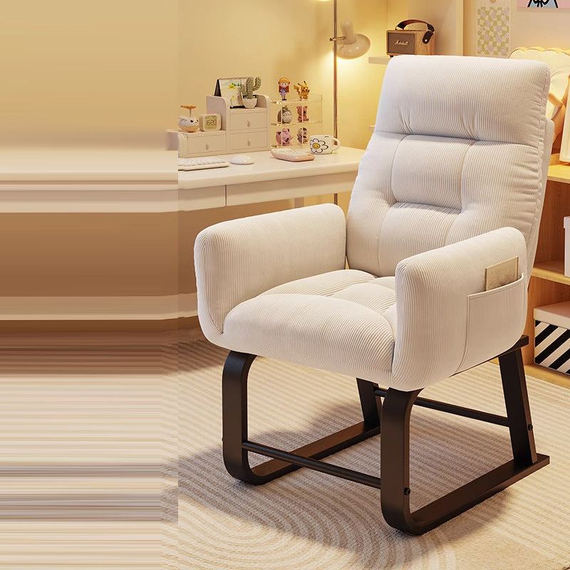 Modern Minimalist Square-Rectangular Corduroy Tech Fabric Recliner with Iron Frame, Backrest & Armrests for Living Room