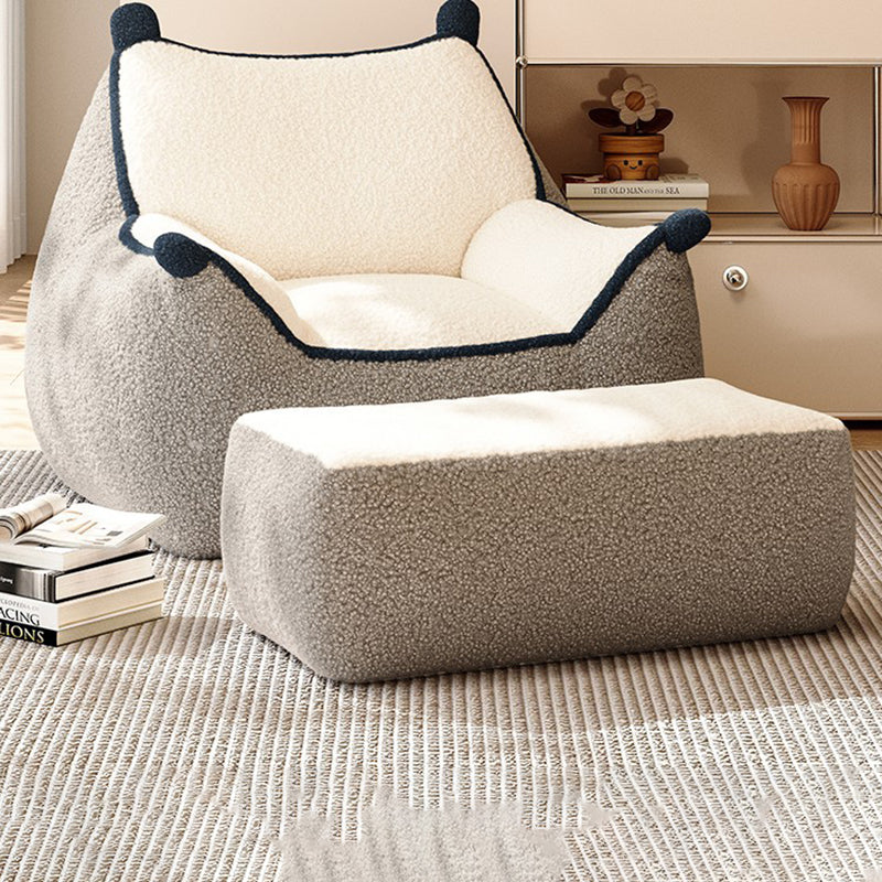Contemporary Creative Square-Rectangular Lamb Fleece EPS Lazy Sofa with Backrest and Armrests for Living Room