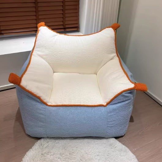 Contemporary Creative Square-Rectangular Lamb Fleece EPS Lazy Sofa with Backrest and Armrests for Living Room