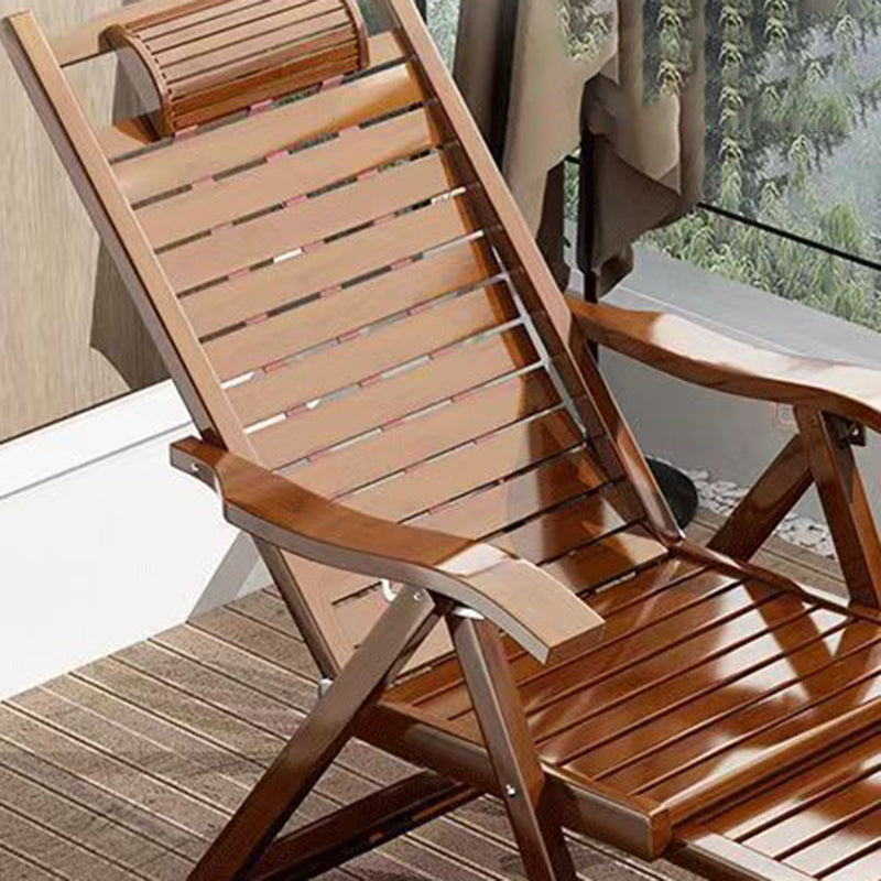 Traditional Chinese-Style Rectangular Bamboo Wood Foldable Recliner with Backrest and Armrests for Living Room