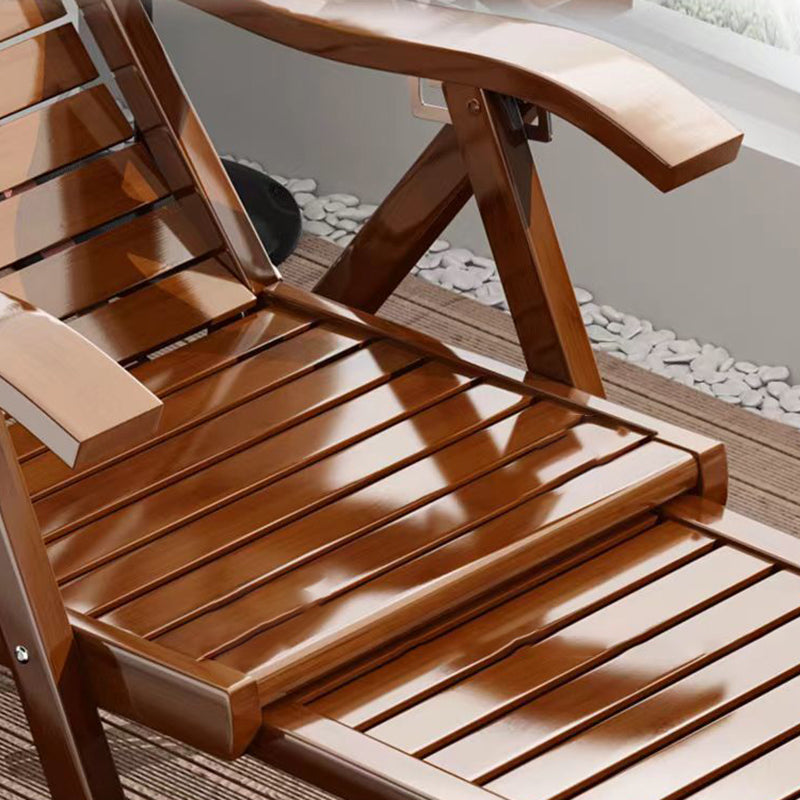 Traditional Chinese-Style Rectangular Bamboo Wood Foldable Recliner with Backrest and Armrests for Living Room