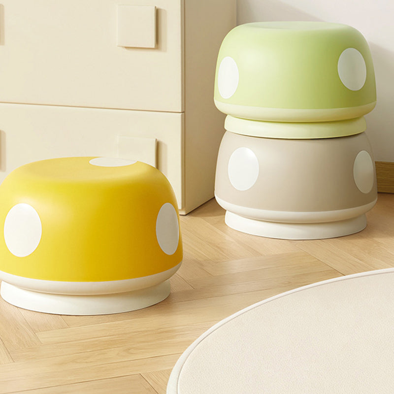 Contemporary Kids Mushroom-Shape Stool – Round, Low, Stackable, PP Plastic for Entryways, Living Rooms, and Bedrooms