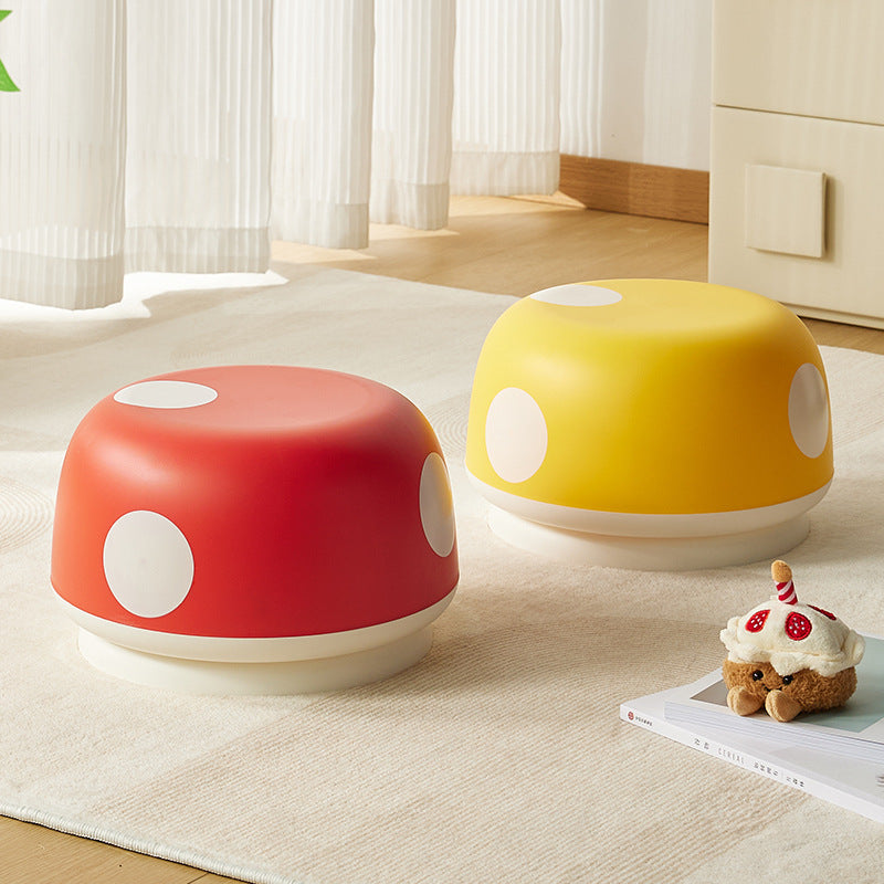 Contemporary Kids Mushroom-Shape Stool – Round, Low, Stackable, PP Plastic for Entryways, Living Rooms, and Bedrooms
