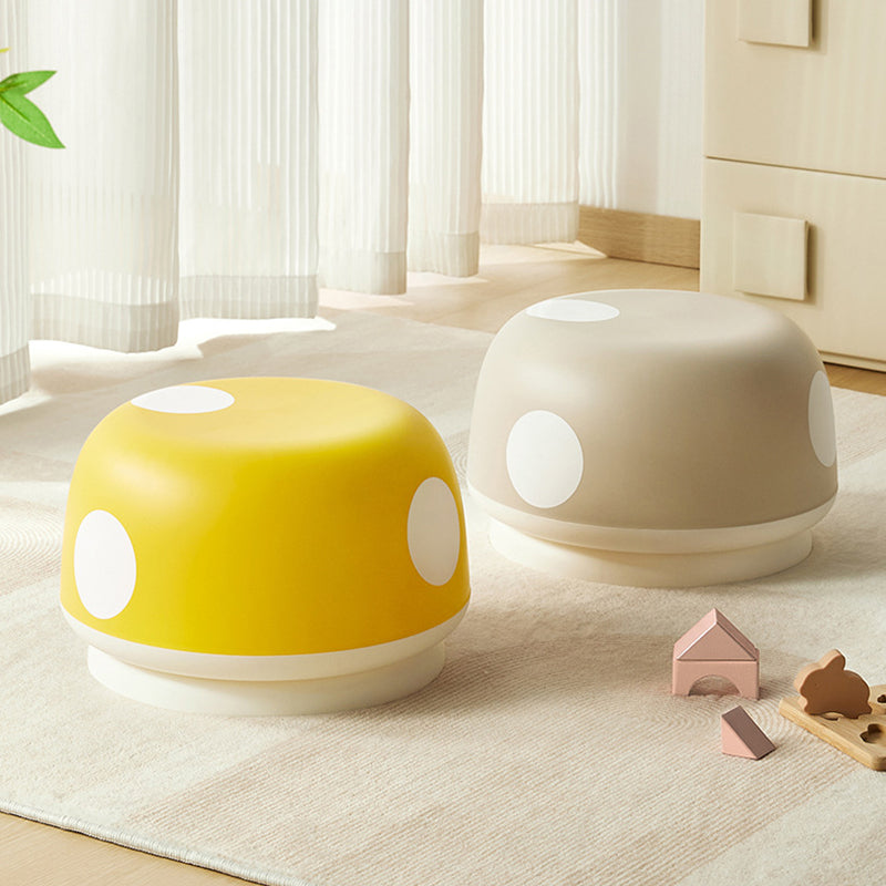 Contemporary Kids Mushroom-Shape Stool – Round, Low, Stackable, PP Plastic for Entryways, Living Rooms, and Bedrooms