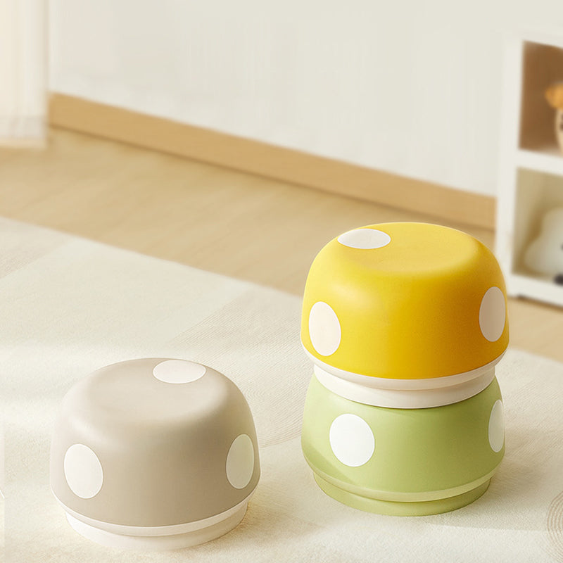 Contemporary Kids Mushroom-Shape Stool – Round, Low, Stackable, PP Plastic for Entryways, Living Rooms, and Bedrooms