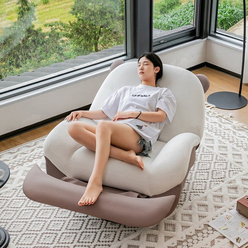 Nordic Contemporary Bear-Square Faux Leather Recliner Chair with Motorized 360° Rotation, Rocking Backrest and Footrest, Steel Frame, Dutch Fleece Cotton Sponge Cushions for Living Room