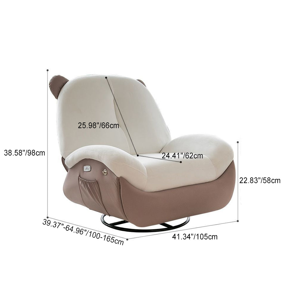 Nordic Contemporary Bear-Square Faux Leather Recliner Chair with Motorized 360° Rotation, Rocking Backrest and Footrest, Steel Frame, Dutch Fleece Cotton Sponge Cushions for Living Room