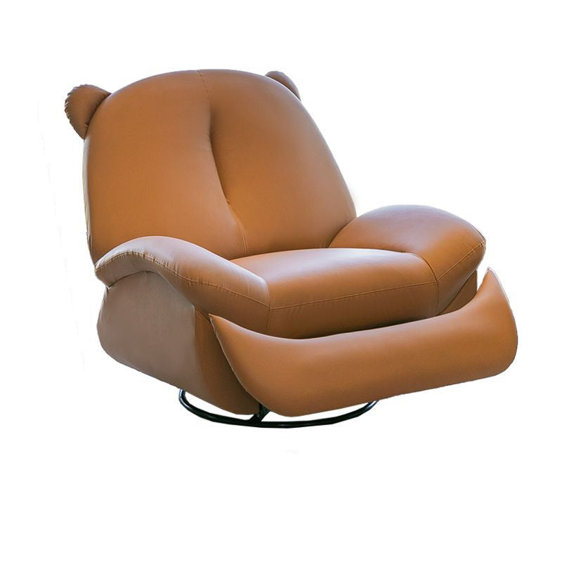 Nordic Contemporary Bear-Square Faux Leather Recliner Chair with Motorized 360° Rotation, Rocking Backrest and Footrest, Steel Frame, Dutch Fleece Cotton Sponge Cushions for Living Room