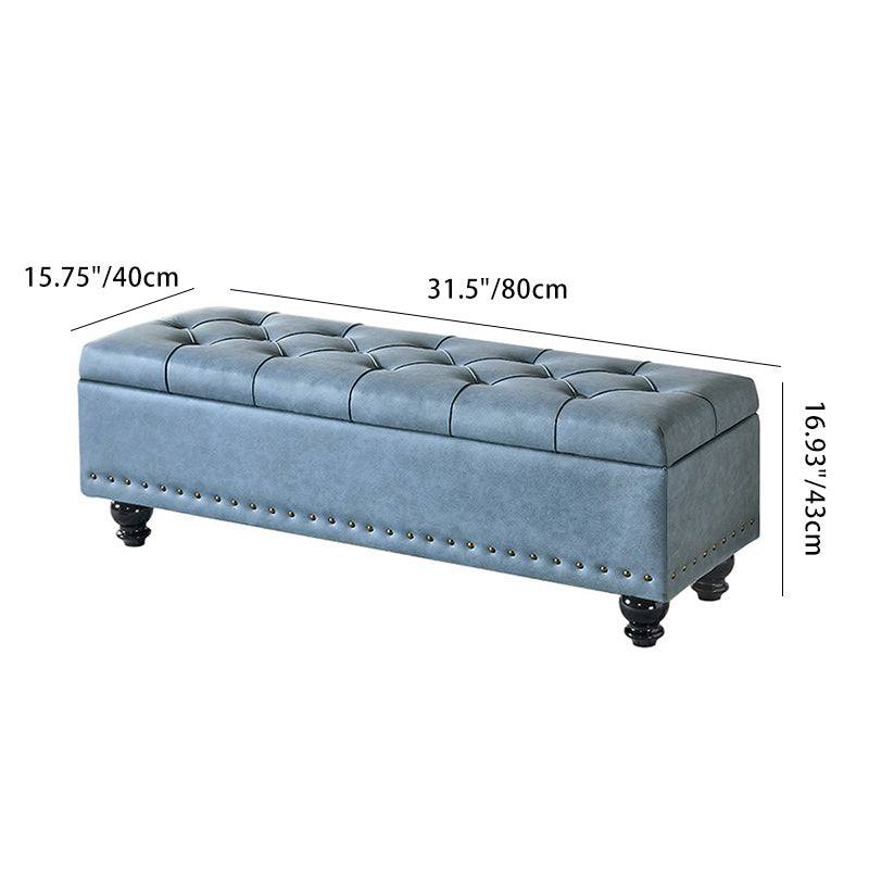 Contemporary Scandinavian Fabric-and-Wood Storage Bench, Rectangular, Backless, for Entryway