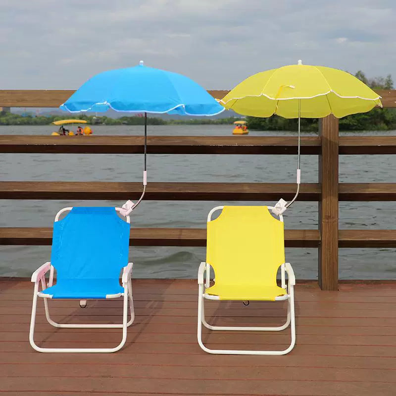 Kids' Outdoor Folding Recliner with Sunshade and Backrest - Contemporary Cartoon Design, Metal Square Frame, PP Construction