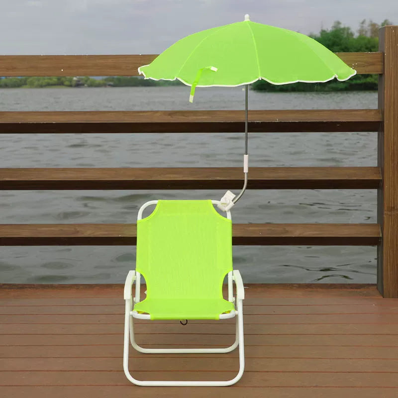 Kids' Outdoor Folding Recliner with Sunshade and Backrest - Contemporary Cartoon Design, Metal Square Frame, PP Construction