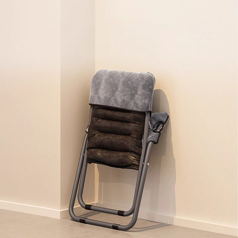 Modern Velvet and Cotton Folding Recliner with Metal Frame, Semi-Curved Backrest, Footrest and Storage Bag - Perfect for the Bedroom