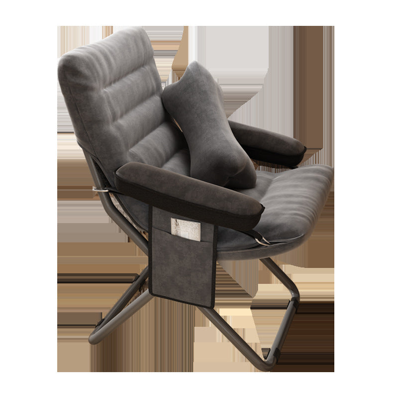 Modern Velvet and Cotton Folding Recliner with Metal Frame, Semi-Curved Backrest, Footrest and Storage Bag - Perfect for the Bedroom