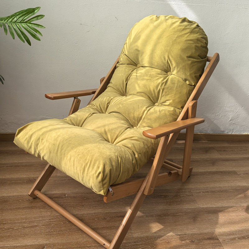 Contemporary Scandinavian-Style Fabric & Wood Recliner with Foldable Footrest and Armrest in Cotton Upholstery for Living Room