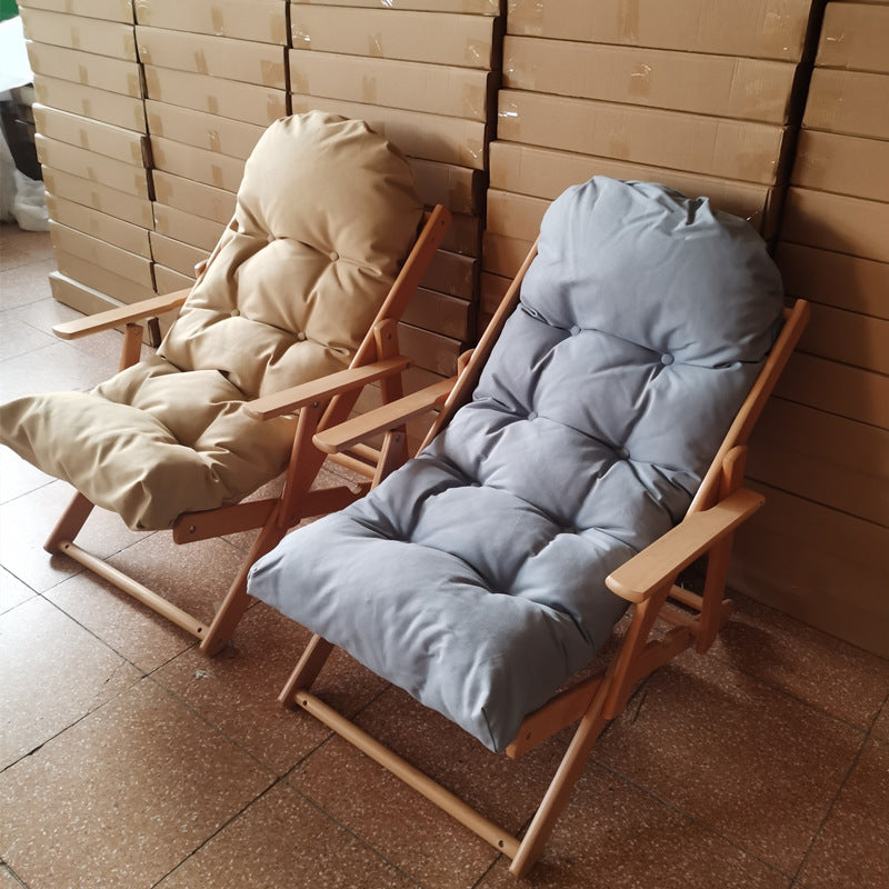 Contemporary Scandinavian-Style Fabric & Wood Recliner with Foldable Footrest and Armrest in Cotton Upholstery for Living Room