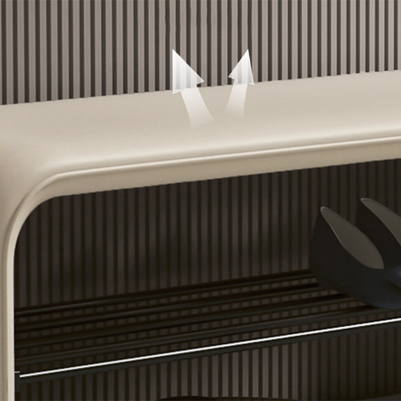 Modern Simplicity Eco-Friendly Synthetic Leather & Carbon Steel 2-Tier Rectangular Shoe Shelf Bench for Entryway