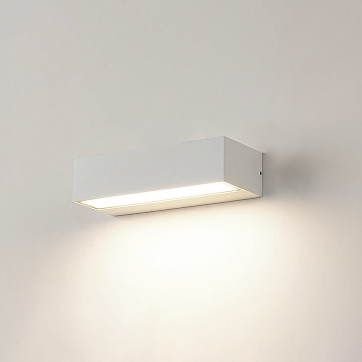 Sleek Modern Minimalist Aluminum & Glass Rectangular LED Outdoor Wall Sconce for Patio