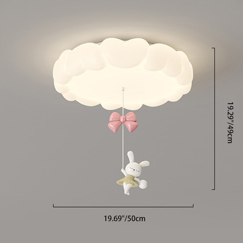 Modern Art Deco Iron-PE Heart-Shaped LED Flush Mount Ceiling Light for Kids’ Bedroom – Round Fixture