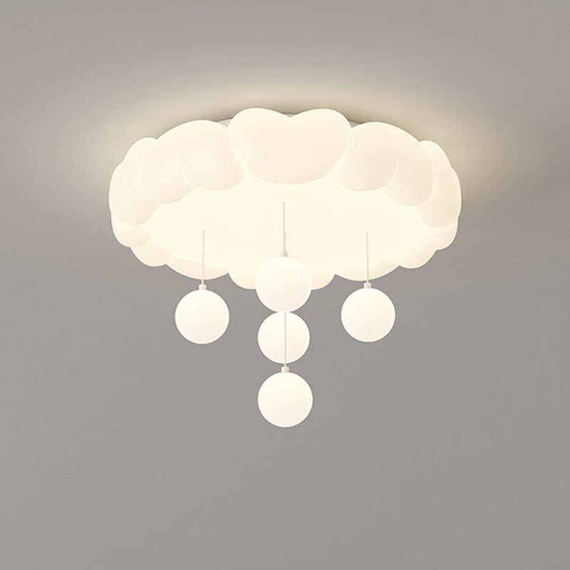Modern Art Deco Iron-PE Heart-Shaped LED Flush Mount Ceiling Light for Kids’ Bedroom – Round Fixture