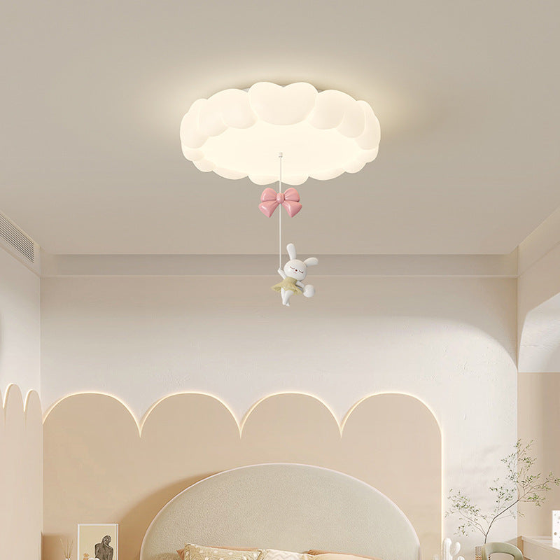 Modern Art Deco Iron-PE Heart-Shaped LED Flush Mount Ceiling Light for Kids’ Bedroom – Round Fixture