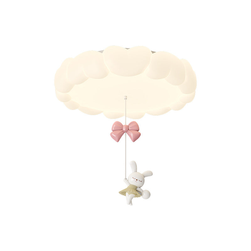 Modern Art Deco Iron-PE Heart-Shaped LED Flush Mount Ceiling Light for Kids’ Bedroom – Round Fixture