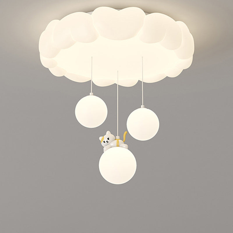 Modern Art Deco Iron-PE Heart-Shaped LED Flush Mount Ceiling Light for Kids’ Bedroom – Round Fixture