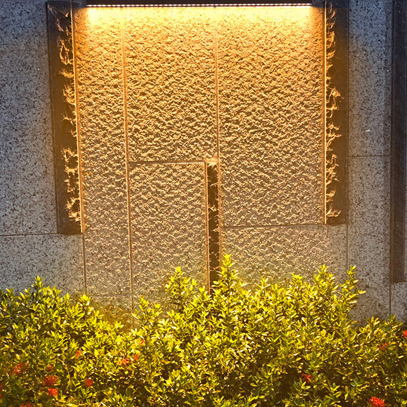 Modern Minimalist Solar LED Wall Sconce – Waterproof Aluminum Strip, Tempered Glass Wall Washer for Outdoor Patio