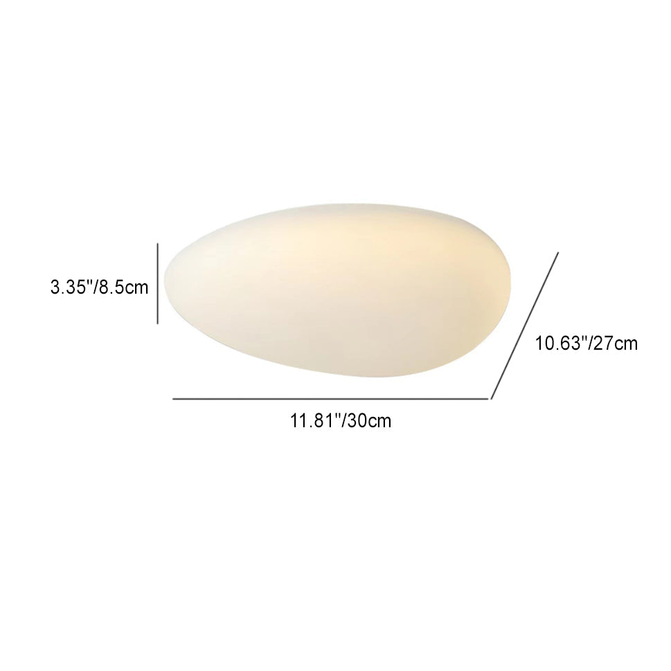 Nordic Minimalist Cobblestone PE Lampshade LED Flush-Mount Ceiling Light, Modern & Energy-Efficient