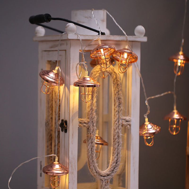 Chic Modern Art Deco Mini Lantern with LED String Light – Iron & Plastic for Bedroom