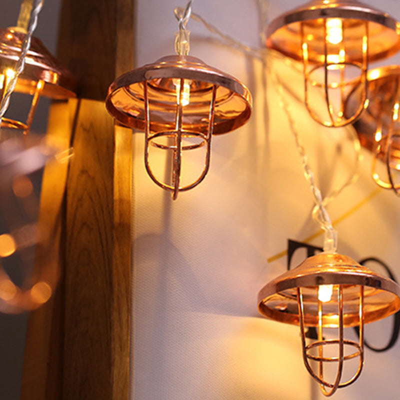 Chic Modern Art Deco Mini Lantern with LED String Light – Iron & Plastic for Bedroom