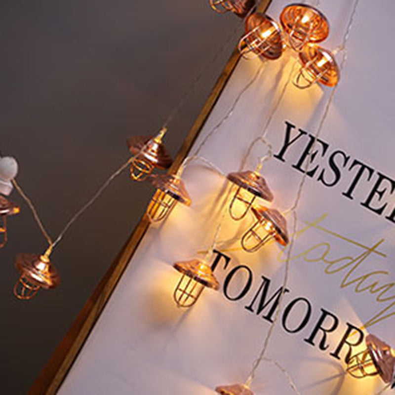 Chic Modern Art Deco Mini Lantern with LED String Light – Iron & Plastic for Bedroom