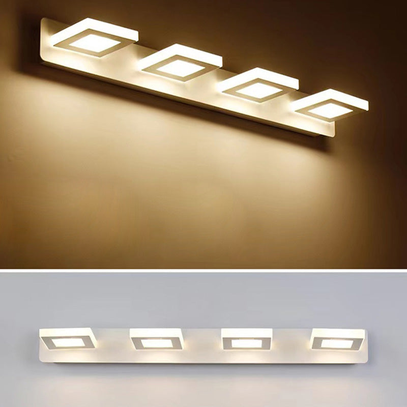 Modern Minimalist LED Vanity Light Wall Sconce - Rectangle, Round, and Square Iron & Acrylic for Bathroom