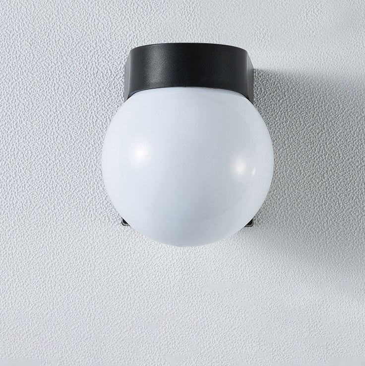 Modern Minimalist Waterproof Orb Wall Sconce – 1-Light Outdoor Patio Lamp (Polycarbonate & Acrylic)