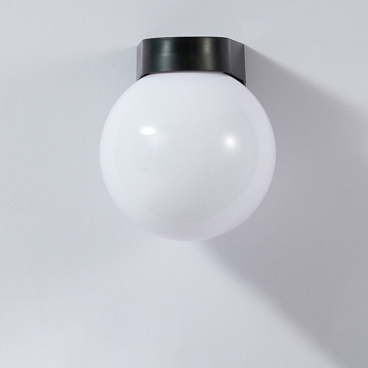 Modern Minimalist Waterproof Orb Wall Sconce – 1-Light Outdoor Patio Lamp (Polycarbonate & Acrylic)