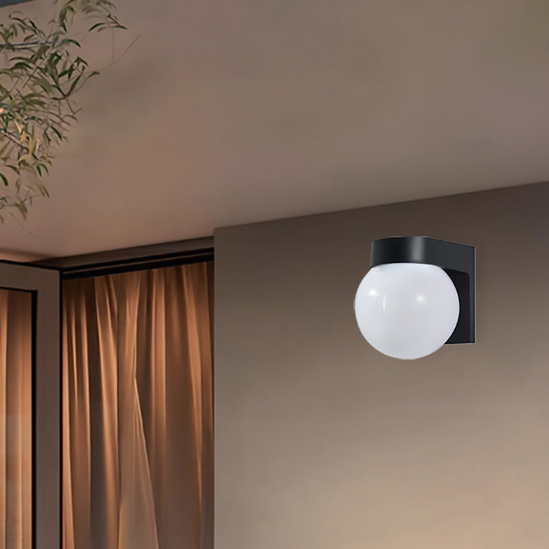 Modern Minimalist Waterproof Orb Wall Sconce – 1-Light Outdoor Patio Lamp (Polycarbonate & Acrylic)