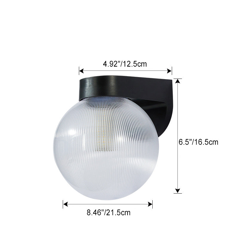 Modern Minimalist Waterproof Orb Wall Sconce – 1-Light Outdoor Patio Lamp (Polycarbonate & Acrylic)
