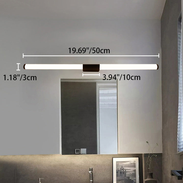 Modern Minimalist LED Vanity Wall Sconce — Cylindrical Iron Base with Aluminum-Acrylic Shade for Bathroom