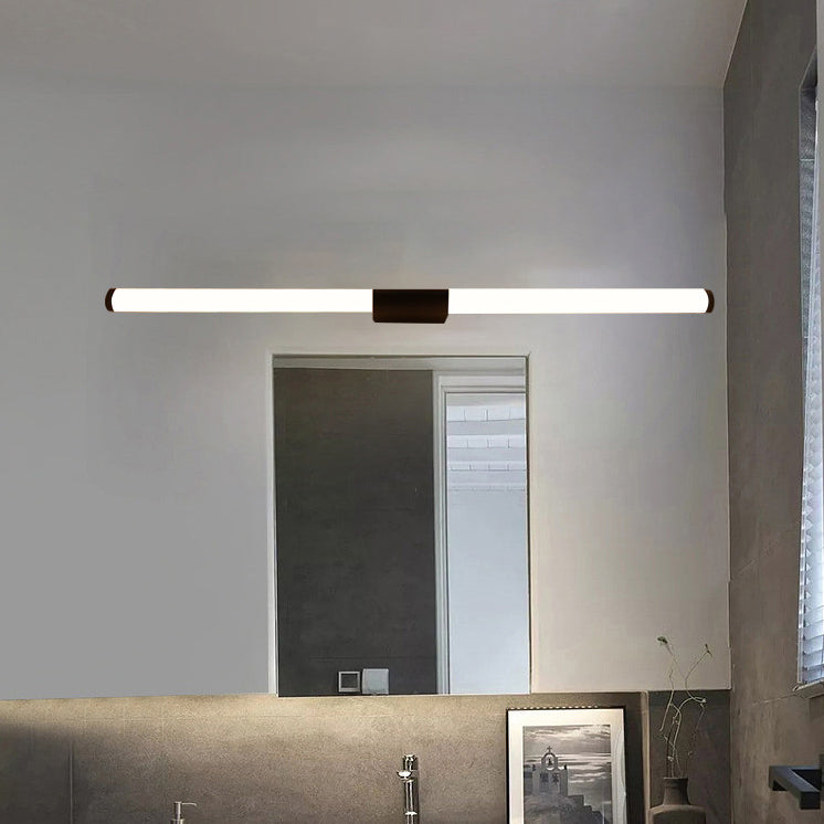 Modern Minimalist LED Vanity Wall Sconce — Cylindrical Iron Base with Aluminum-Acrylic Shade for Bathroom