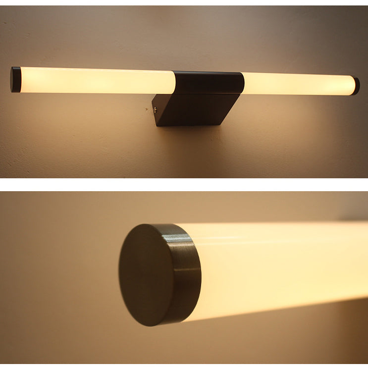 Modern Minimalist LED Vanity Wall Sconce — Cylindrical Iron Base with Aluminum-Acrylic Shade for Bathroom