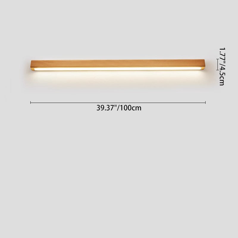 Japanese Minimalist Solid Wood LED Wall Sconce with Slim Strip Lamp