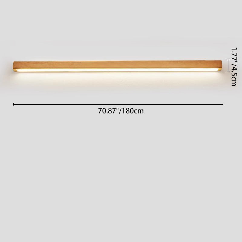 Japanese Minimalist Solid Wood LED Wall Sconce with Slim Strip Lamp
