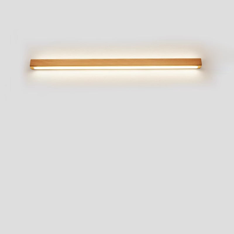 Japanese Minimalist Solid Wood LED Wall Sconce with Slim Strip Lamp